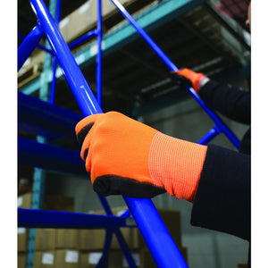 Orange Polyester Work Gloves with Polyurethane Coating